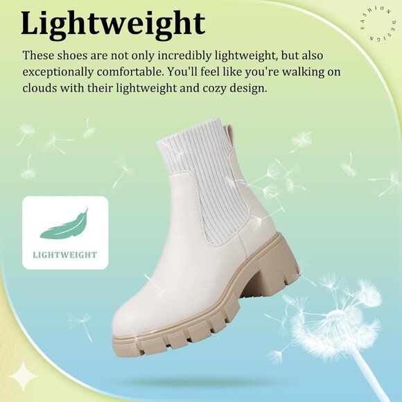 🆕Women's Chelsea Platform Ankle Boots Apricot PM PU+PVC | Stylish - Picture 3 of 7